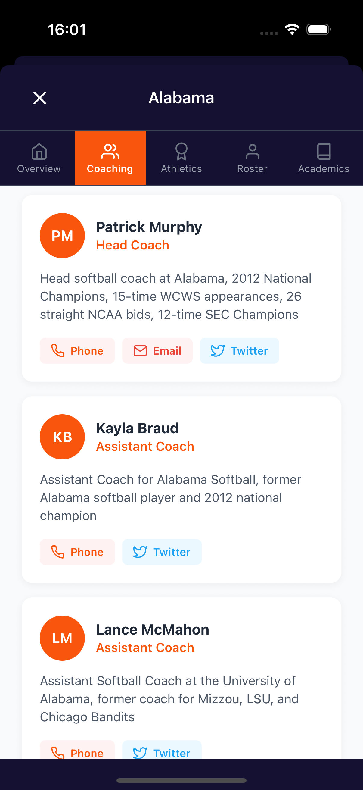 APS Coaches Network Screenshot